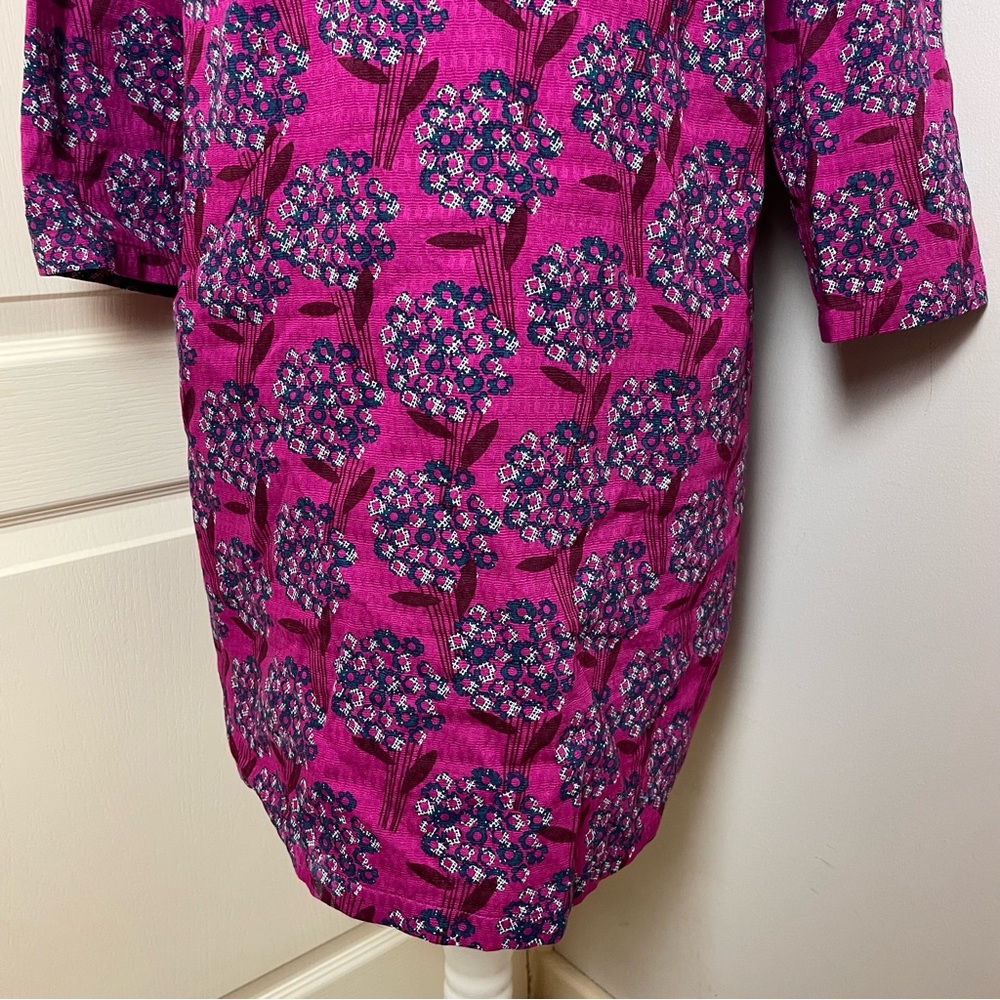White Stuff Size 16 100% Cotton Perfect Pink Purple Vocal Floral Tunic ¾ sleeve - Picture 3 of 15